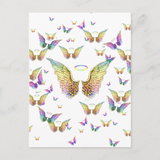 Rainbow Angel Wings and Halos Postkarte (Vorderseite)