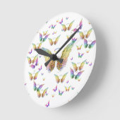 Rainbow Angel Wings and Halos Runde Wanduhr (Winkel)