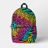 Rainbow Animal Muster Bedruckter Rucksack (Vorderseite)
