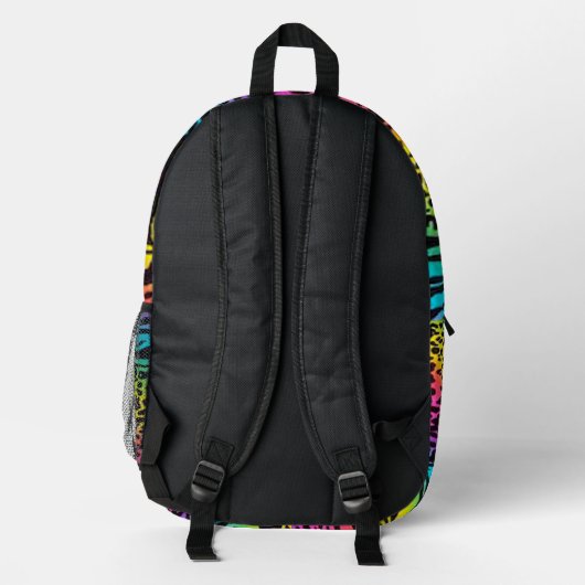 Rainbow Animal Muster Bedruckter Rucksack (Rückseite)