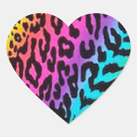 Rainbow Animal Print Herz-Aufkleber (Vorderseite)