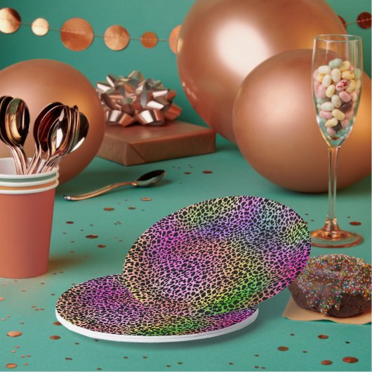 Rainbow Animal Print Pappteller (Multi)