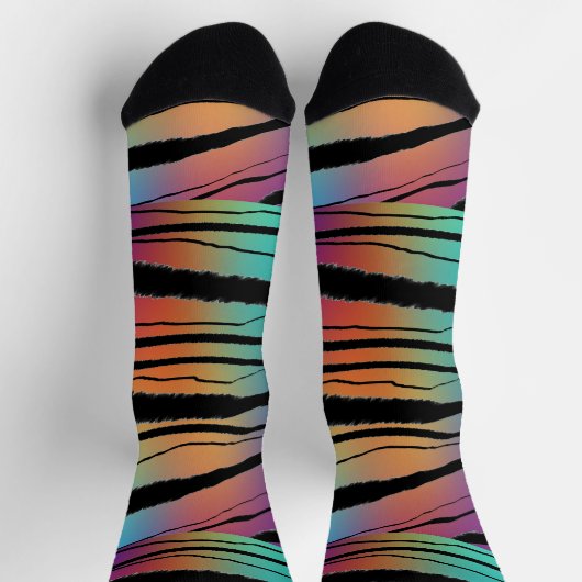 Rainbow Animal Print Premium Crew Socken (Oben)