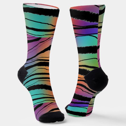 Rainbow Animal Print Premium Crew Socken (Gewinkelt)