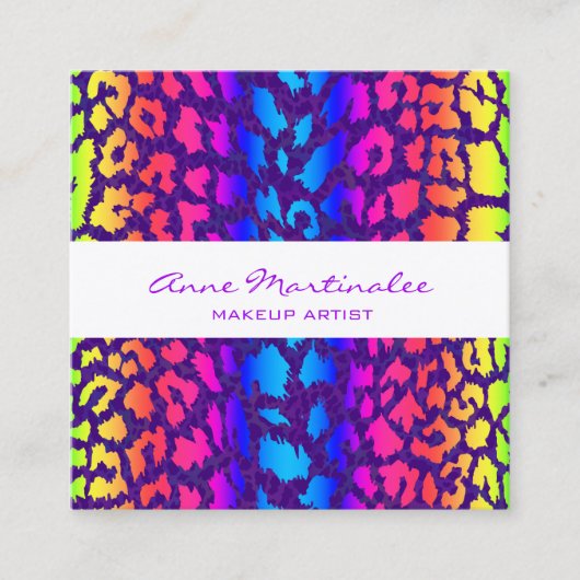 Rainbow Animal Print Square Business Card Quadratische Visitenkarte (Vorderseite)