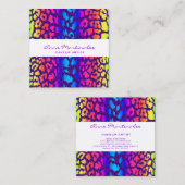 Rainbow Animal Print Square Business Card Quadratische Visitenkarte (Vorne/Hinten)