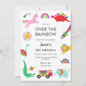 Rainbow Animals Birthday Einladung (Vorderseite)