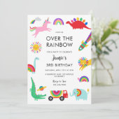 Rainbow Animals Birthday Einladung (Stehend Vorderseite)