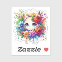 Rainbow Anime Kitten und Blume