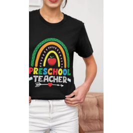Rainbow & Apple Preschool-Lehrer Grafik Tri-Blend Shirt
