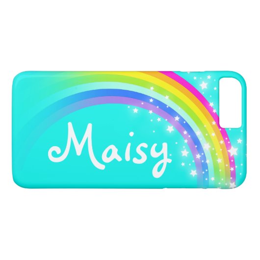 Rainbow aqua fügen Sie kurzen Namen iPhone Case (Rückseite (Horizontal))