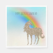 Rainbow Aqua Ombre Gold Glitzer Unicorn Serviette (Vorderseite)