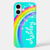 Rainbow aqua sky bunt individuelle Name Case-Mate iPhone Hülle (Rückseite)