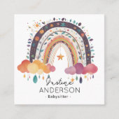 Rainbow aquamarin funky SCANDI HERZ RAINBOW BABYSI Quadratische Visitenkarte (Vorderseite)