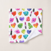 Rainbow Aquarellpalme Blätter Button Kiss Lippenst Badhandtuch Set (Waschlappen)