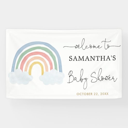 Rainbow Aquarellpastellfarben Babydusche Hintergru Banner (Horizontal)
