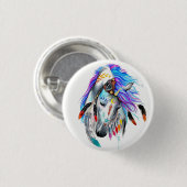 Rainbow-Aquarellpferd Button (Vorne & Hinten)