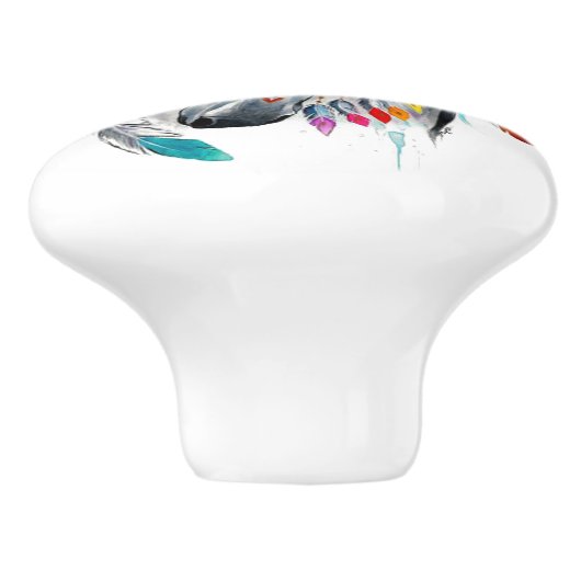 Rainbow-Aquarellpferd Keramikknauf (Seitenansicht)