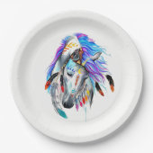 Rainbow-Aquarellpferd Pappteller (Vorderseite)