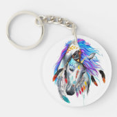 Rainbow-Aquarellpferd Schlüsselanhänger (Vorderseite)