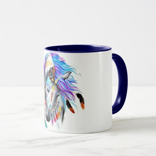 Rainbow-Aquarellpferd Tasse (VorderseiteRechts)