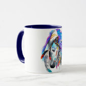 Rainbow-Aquarellpferd Tasse (Vorderseite Links)