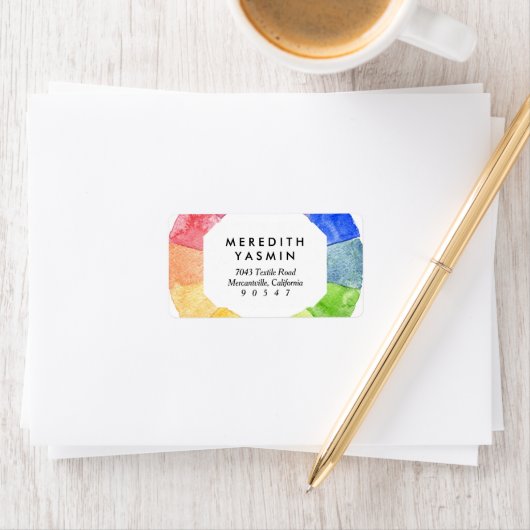 Rainbow-Aquarellring Adressaufkleber (Insitu)