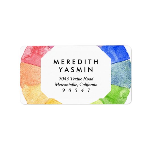 Rainbow-Aquarellring Adressaufkleber (Vorne)