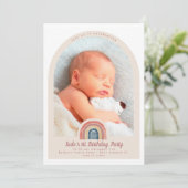 Rainbow Arch Foto 1. Geburtstagsmilch Einladung (Stehend Vorderseite)