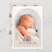 Rainbow Arch Foto 1. Geburtstagsmilch Einladung (Vorne/Hinten)