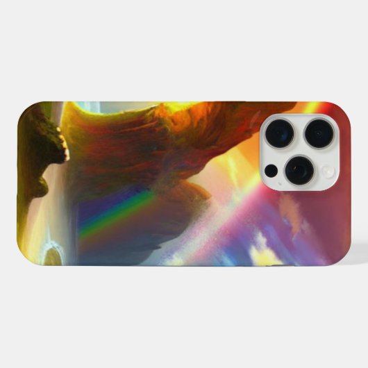 Rainbow Arch Haven: Eine Fantasy Landschaft iPhone Hülle (Rückseite (Horizontal))