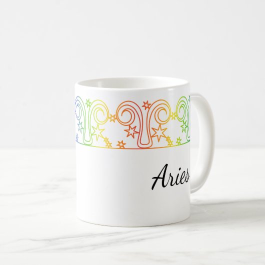 Rainbow Aries Star Sign Personalisierte Mug Kaffeetasse (VorderseiteRechts)