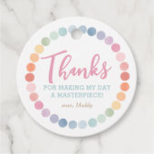 Rainbow Art Birthday Party Danke Geschenkanhänger (Vorderseite)