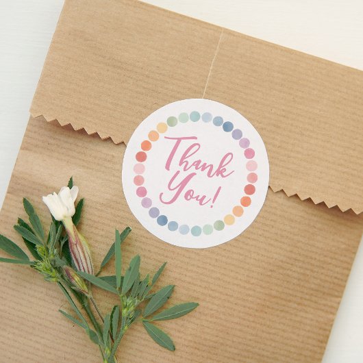 Rainbow Art Birthday Party Danke Runder Aufkleber