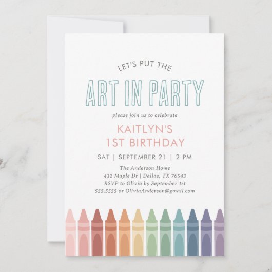 Rainbow Art Craft Einladung (Vorderseite)