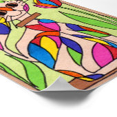 Rainbow Art Deco Cat Mini Modern Art Poster (Ecke)