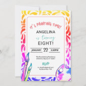 Rainbow Art Painting Birthday Party Girl Einladung (Vorderseite)