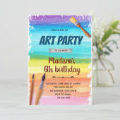 Rainbow Art Party Einladung (Stehend Vorderseite)