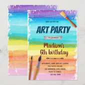 Rainbow Art Party Einladung (Vorne/Hinten)