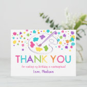 Rainbow Art Party Geburtstag Vielen Dank Einladung (Stehend Vorderseite)