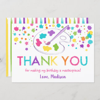 Rainbow Art Party Geburtstag Vielen Dank Einladung