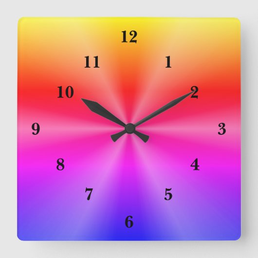 Rainbow Art Quadratische Wanduhr (Vorderseite)