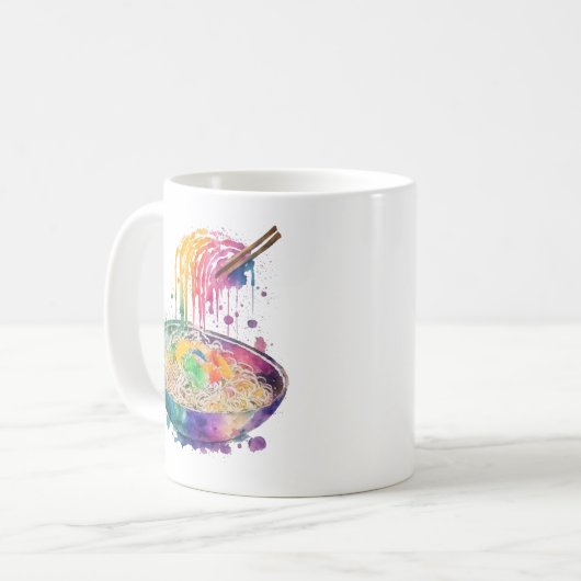 Rainbow Art Ramen Noodles und Chopsticks Kaffeetasse (Vorderseite Links)