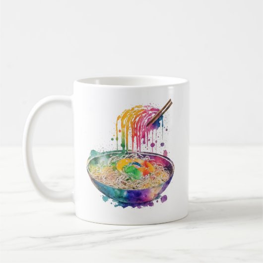 Rainbow Art Ramen Noodles und Chopsticks Kaffeetasse (Links)