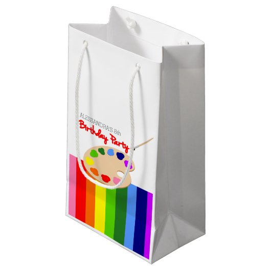 Rainbow Artist Palette Painting Birthday Party Kleine Geschenktüte (Vorderseite Schrägansicht)