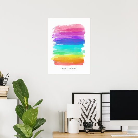 Rainbow Artist Pinselstriche Minimalistisch Happy Poster (Heimbüro)