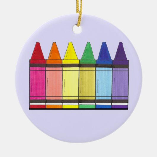 Rainbow Artist's Crayons School Art Teacher Gesche Keramikornament (Vorne)