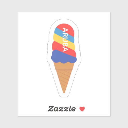 Rainbow aruba ice cream cone sticker (Blatt)