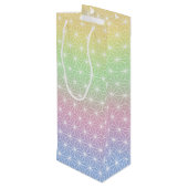 Rainbow Asanoha Geometric Pattern Geschenktüte Für Weinflaschen (Rückseite Schrägansicht)