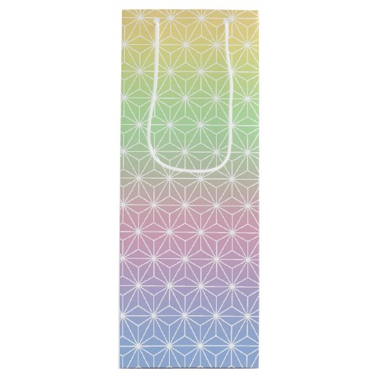 Rainbow Asanoha Geometric Pattern Geschenktüte Für Weinflaschen (Vorderseite)